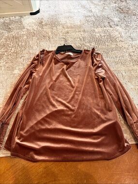 Reborn J Velvet Long-Sleeve Top in Copper